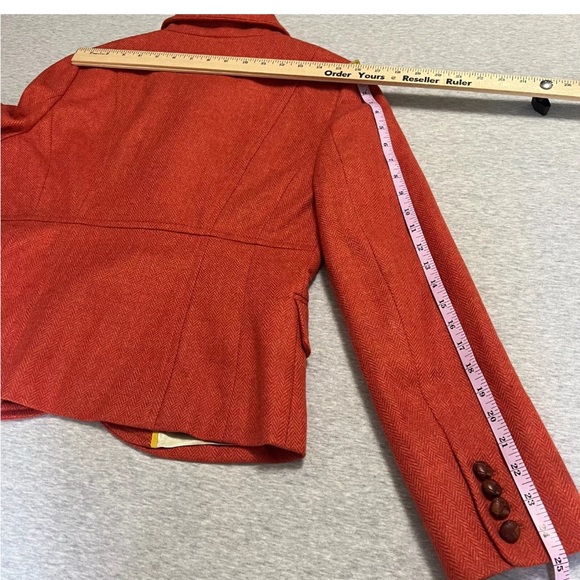 J Crew Blazer WSize 8 Orange 100 %wool Herringbone Bella Jacket Academia vintage - Picture 8 of 10